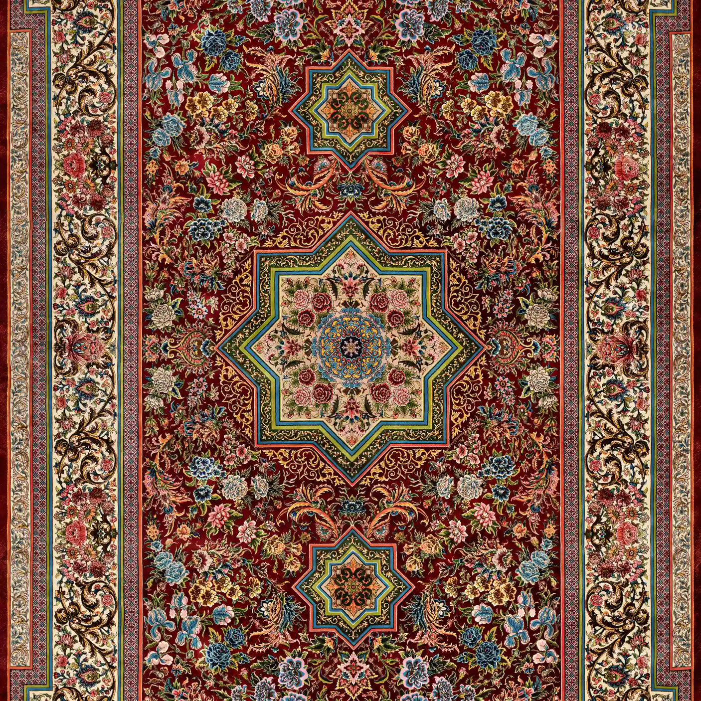 Persian Rugs - Floral Motifs Pattern - Premium Silk - RugTix