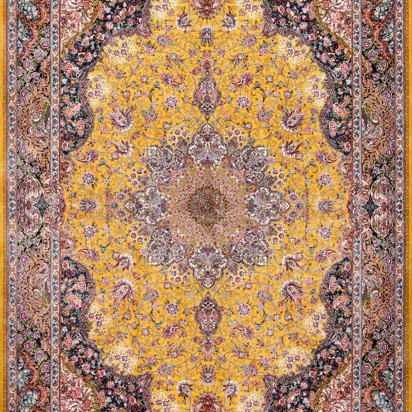 Persian Rugs - Floral Motifs Pattern - Premium Silk - RugTix