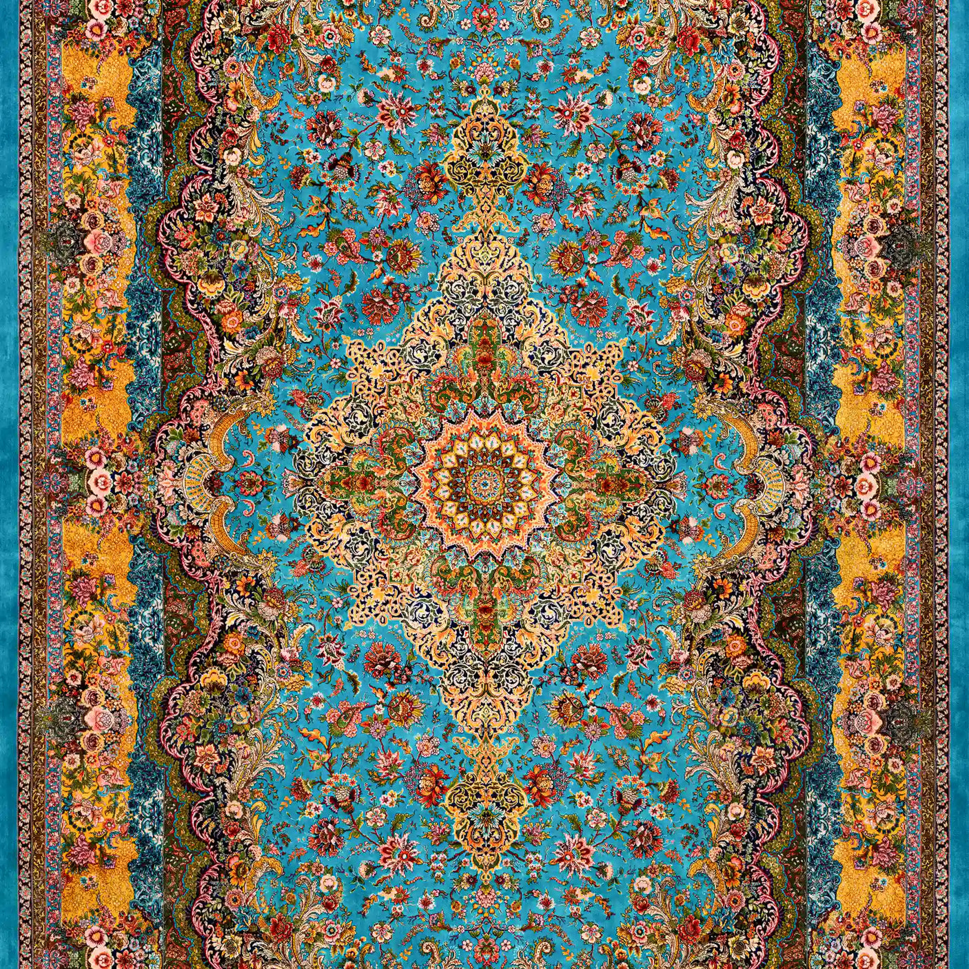 Persian Rugs - Floral Motifs Pattern - Premium Silk - RugTix