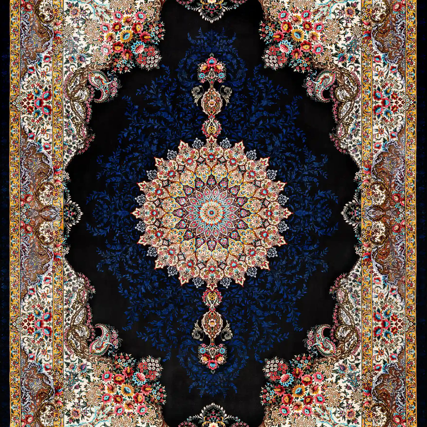 Persian Rugs - Floral Motifs Pattern - Premium Silk - RugTix