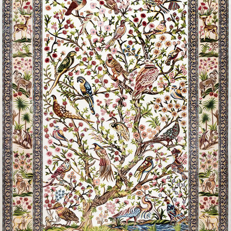 Persian Rugs - Variety of Birds Pattern - Premium Silk - RugTix